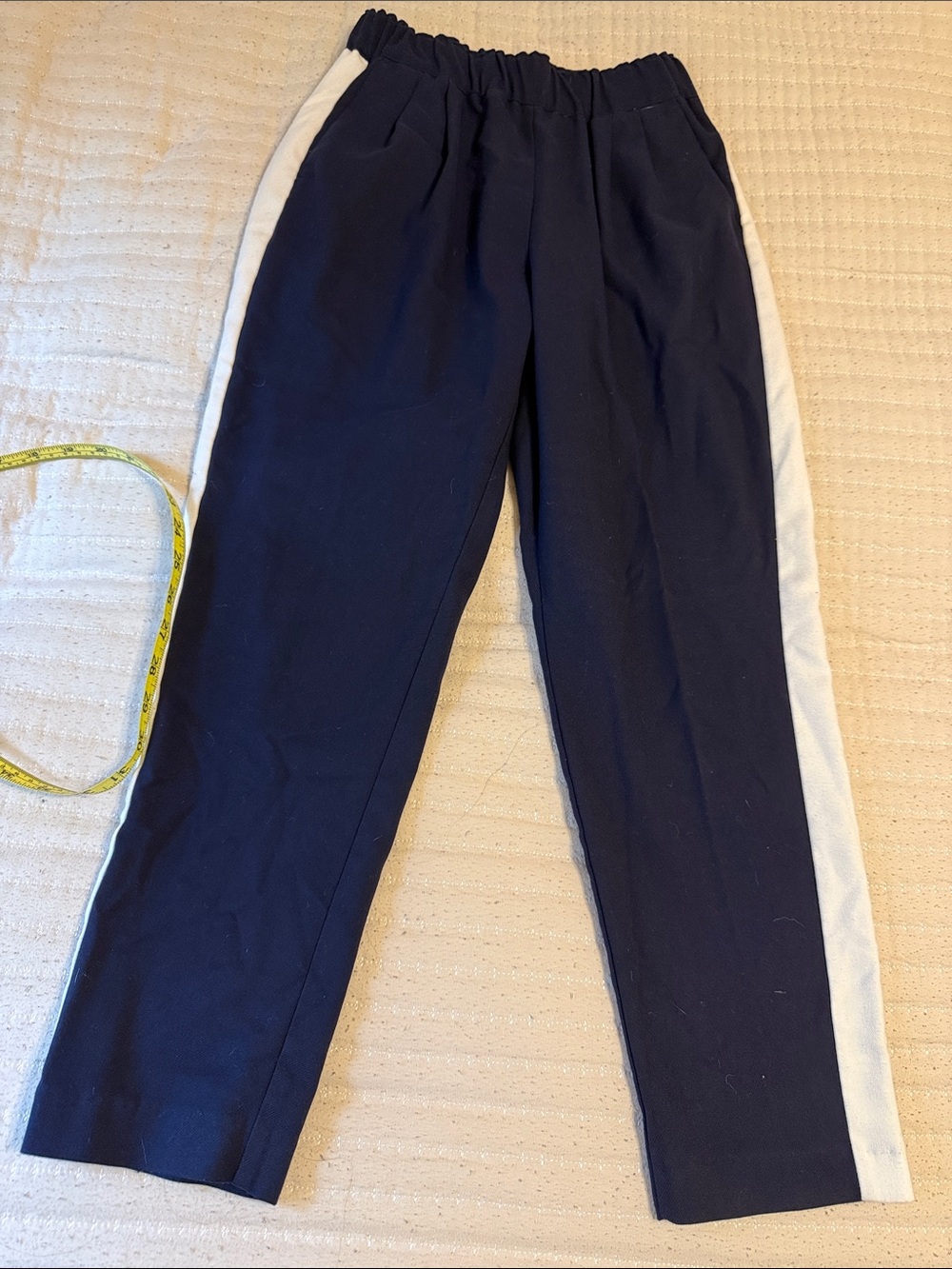 Zara Navy Trousers with White Side Stripe
